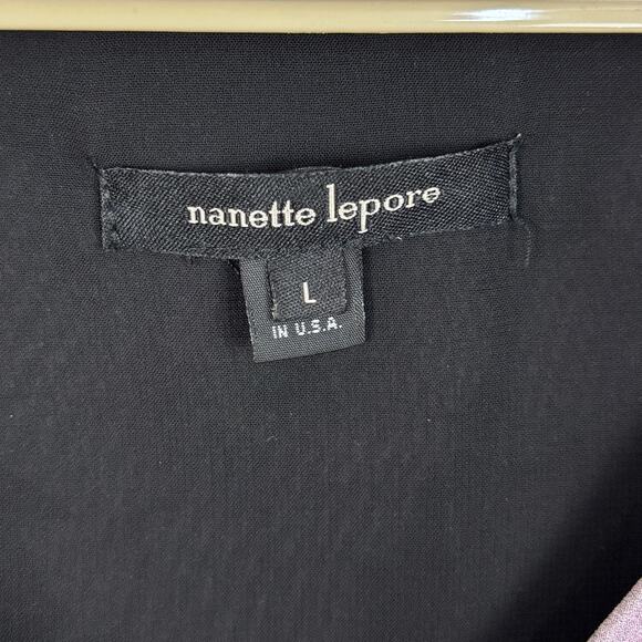 Nanette Lepore Zen Floral Silk Blouse Black Pink Sheer Large Fairy Feminine - Picture 13 of 15